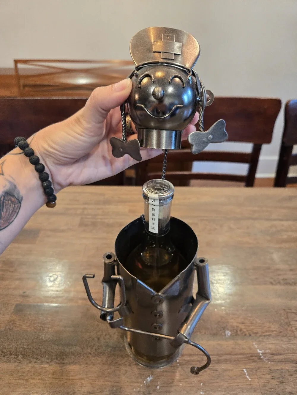 Decorative Metal Nurse Wine Bottle Holder